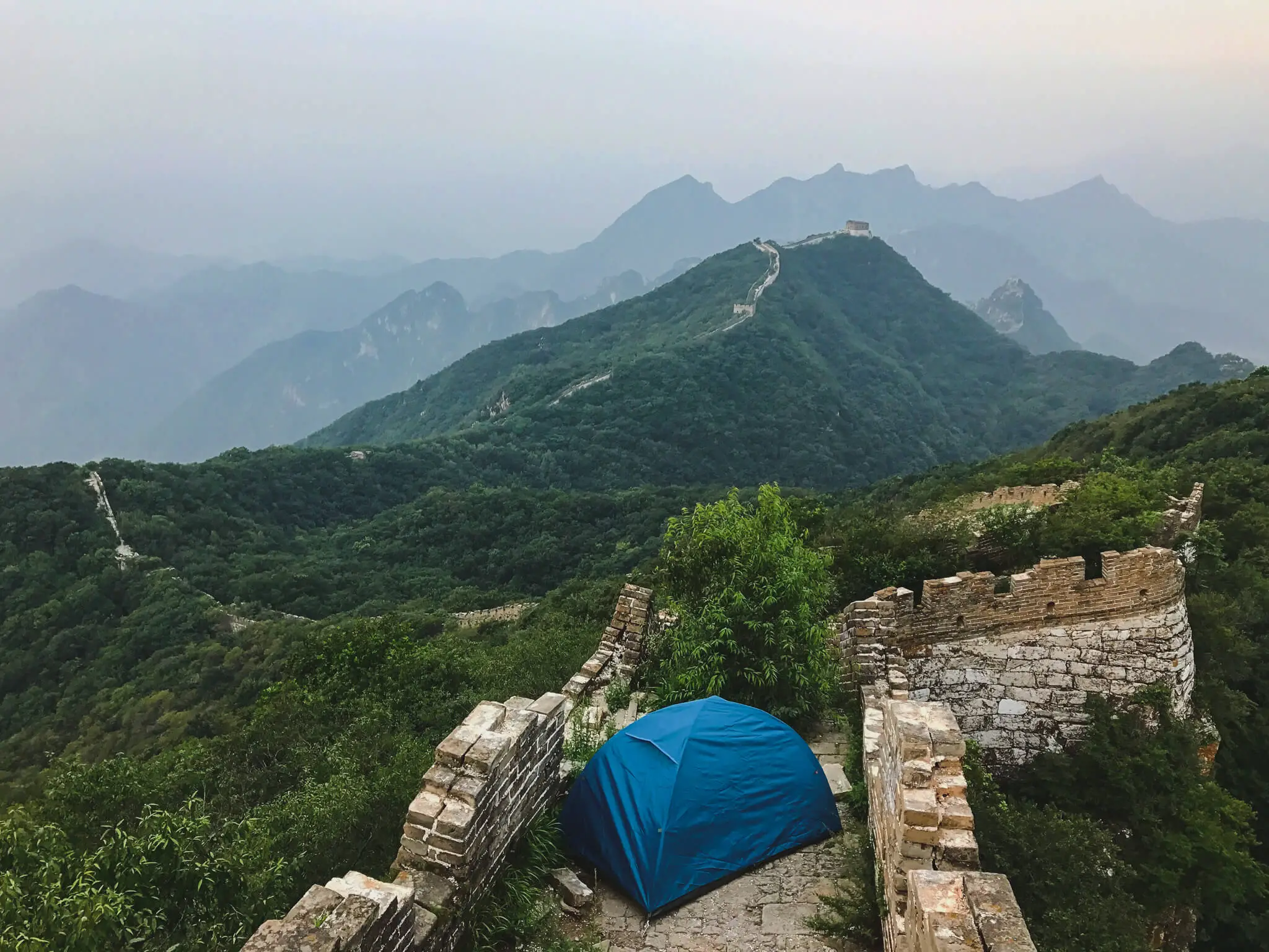 Not a bad place to spend the night, eh? Camping on the Great Wall near Beijing