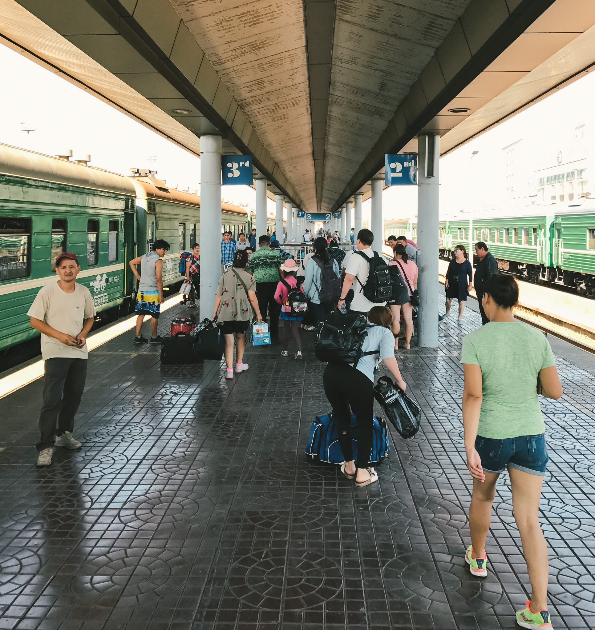 Arriving at the Ulaanbaatar train station