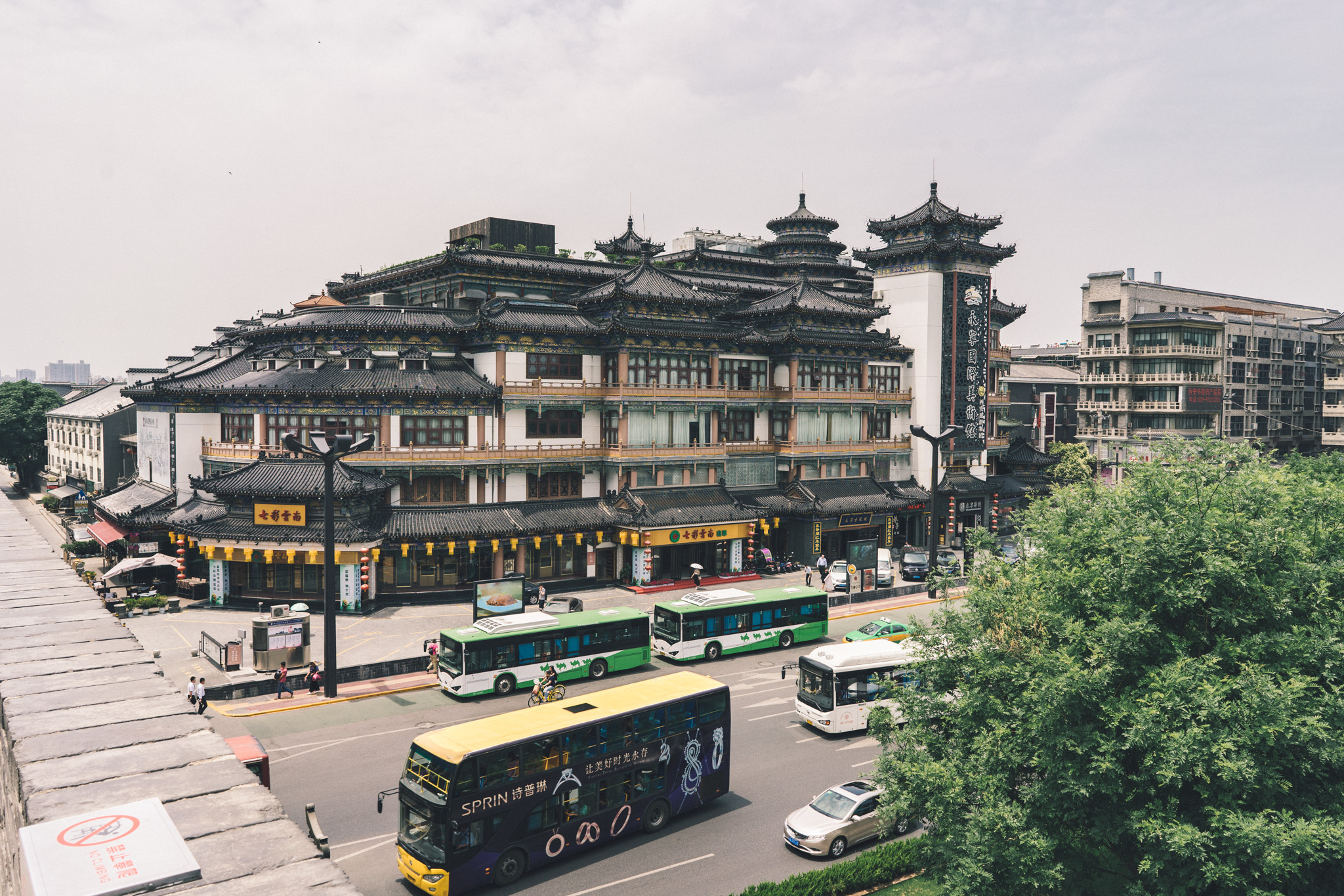 View of the city while cycling around the Xi'an City Wall