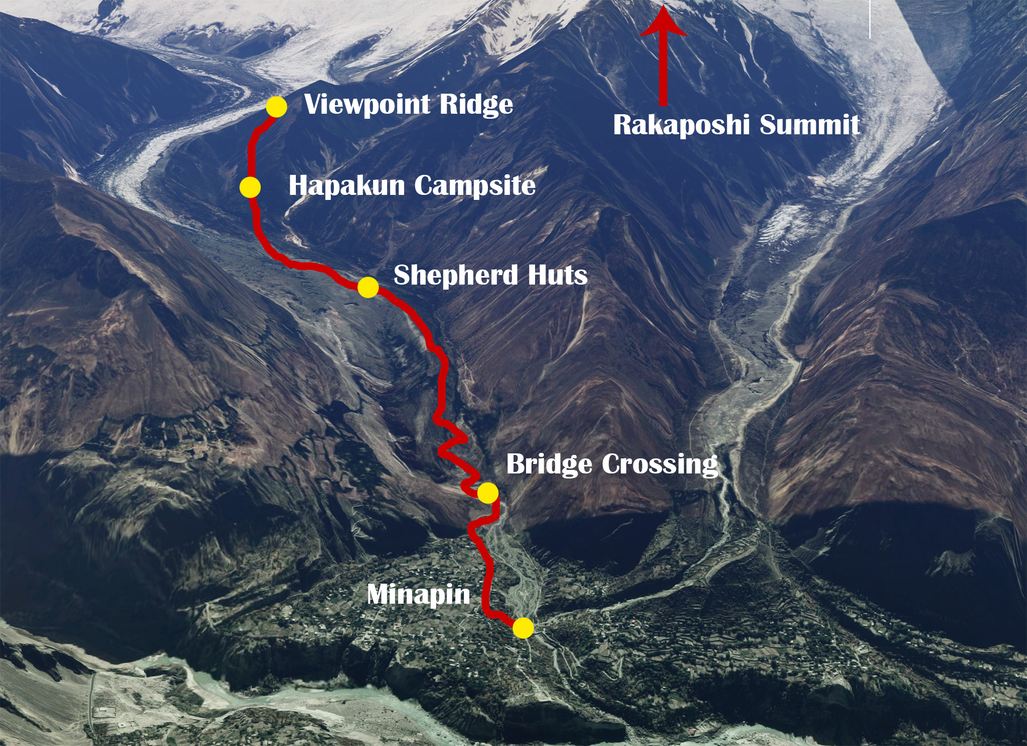 Rakaposhi Base Camp Hiking Map