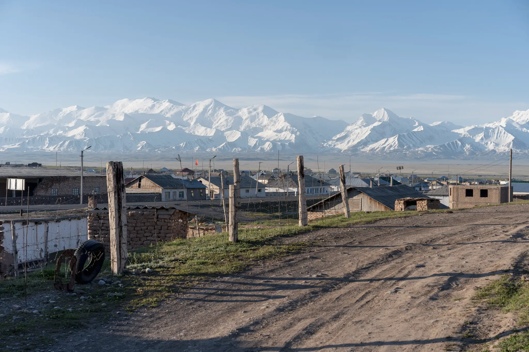 Pamir Mountains viewed from Sary Tash, Kyrgyzstan