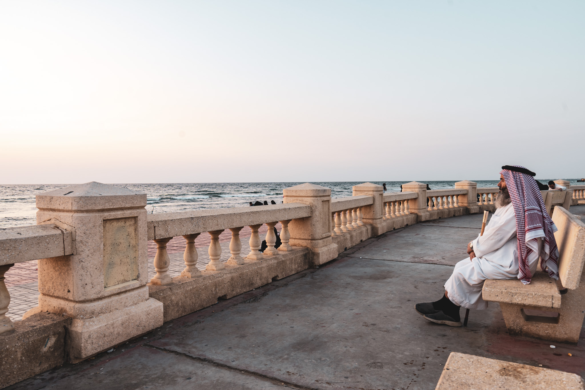 Saudi man enjoying the sunset from Jeddah's corniche