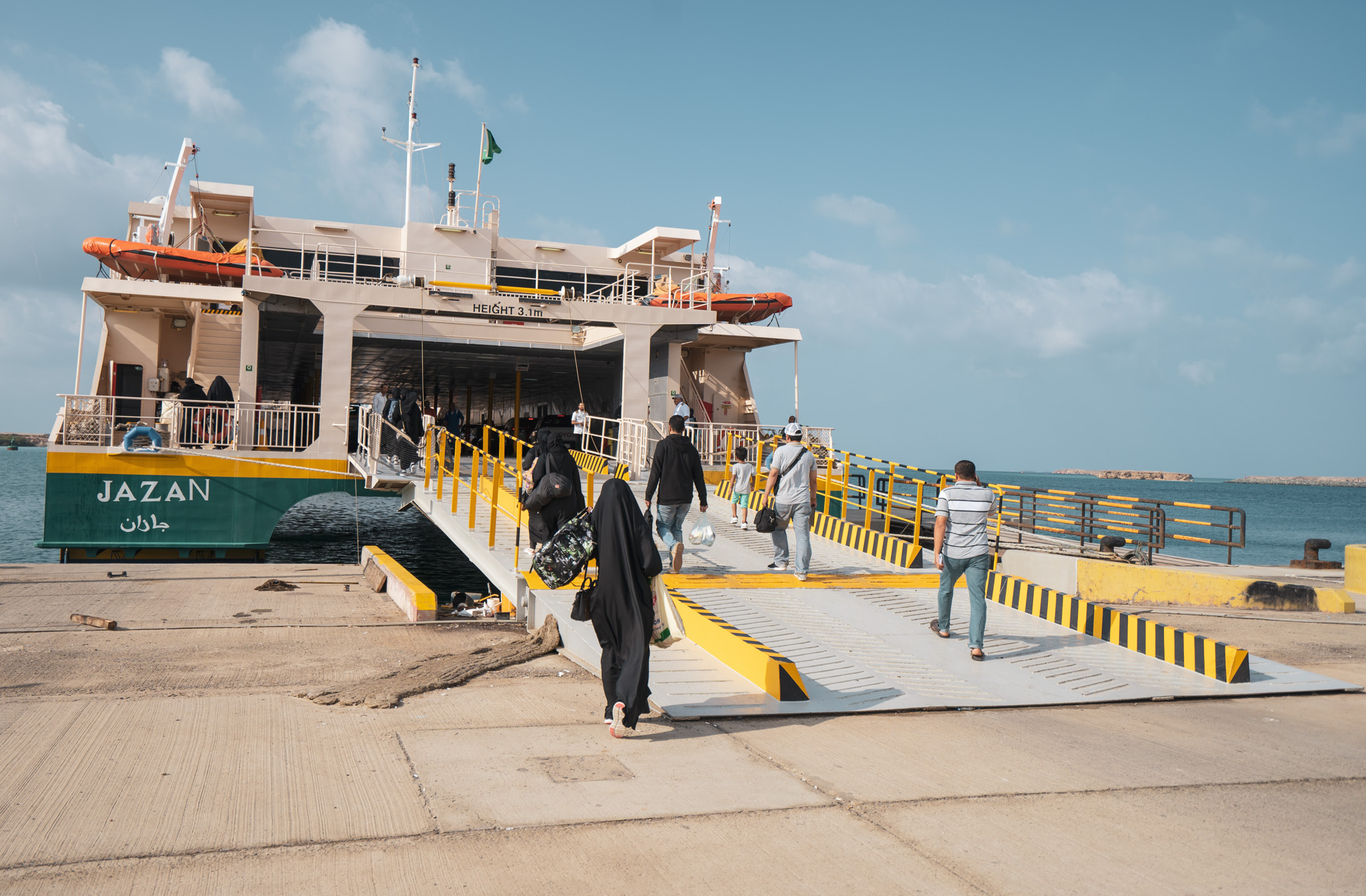 Boarding the free Farasan Islands ferry 