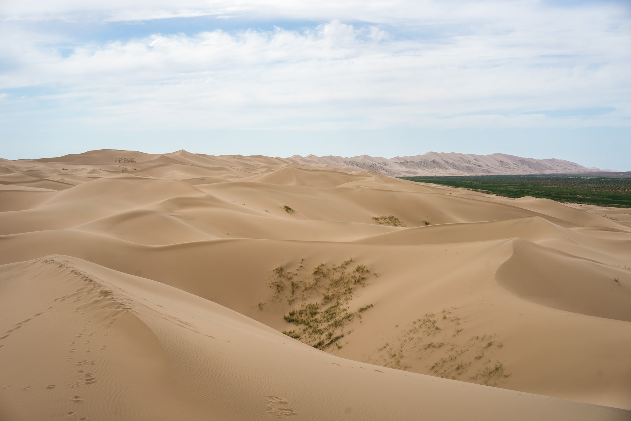 Endless sand dunes in the Gobi Desert