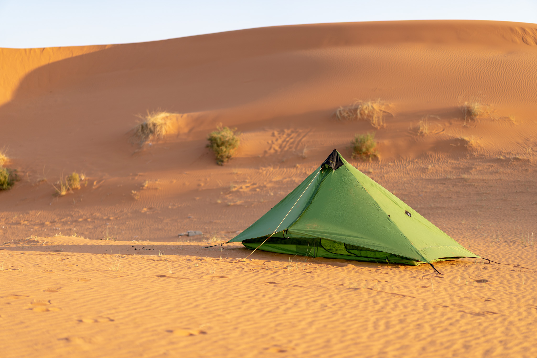 Camping in the red sand dunes near Riyadh