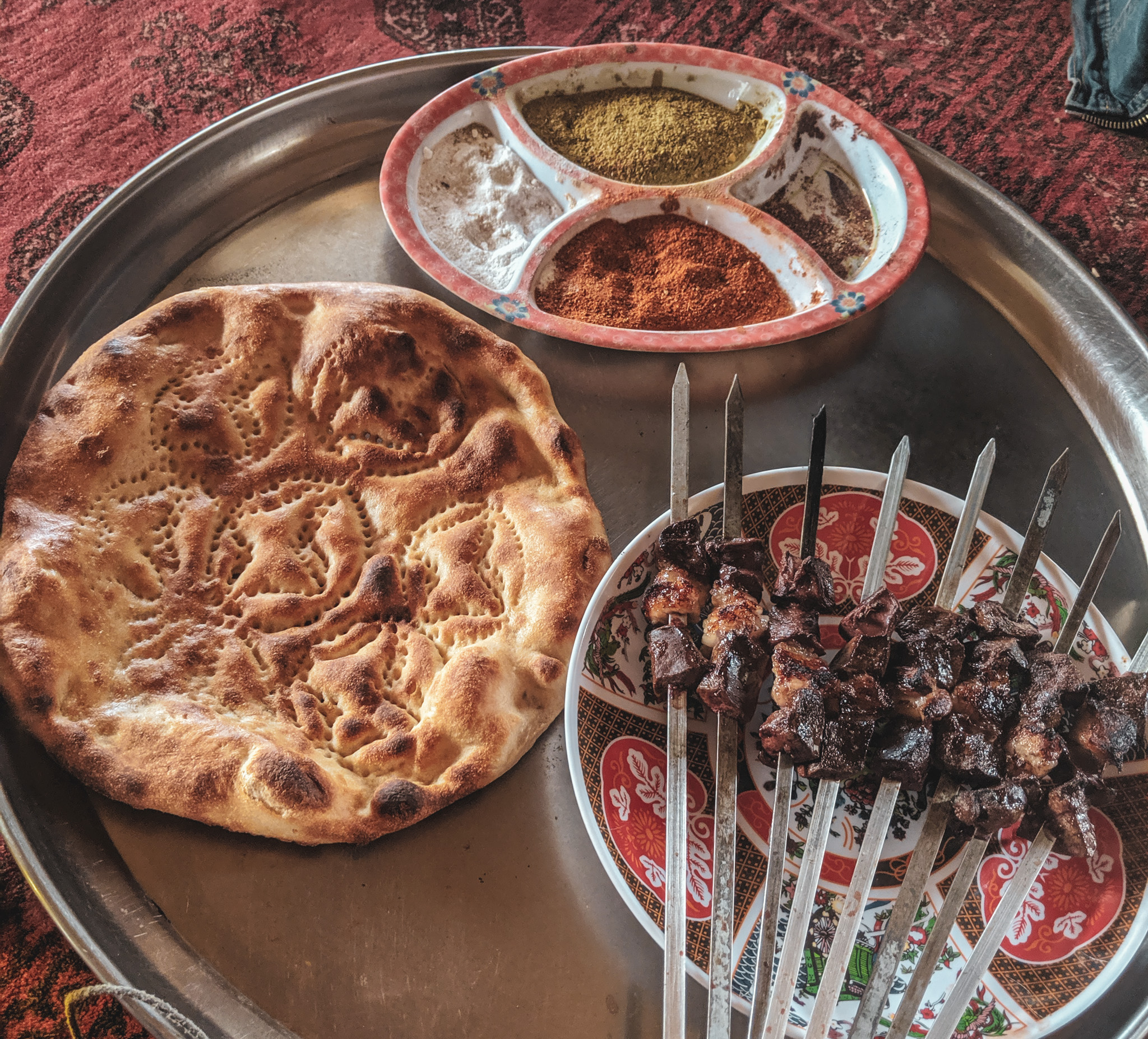 Classic shashlik meal in Afghanistan's Wakhan Corridor