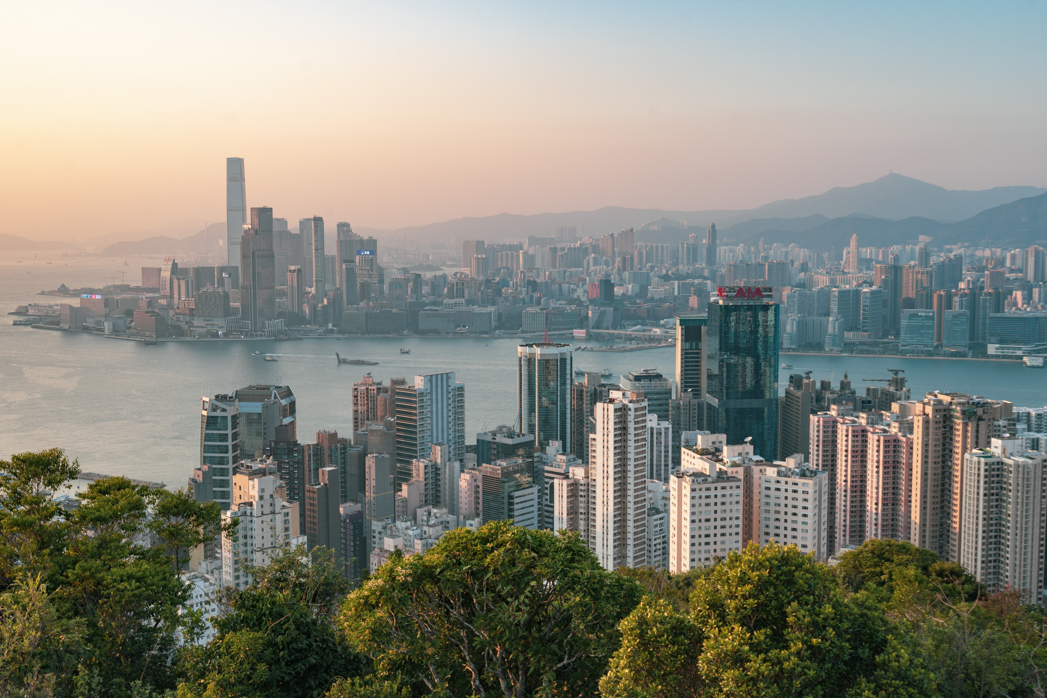  Hong Kong durante il tramonto 