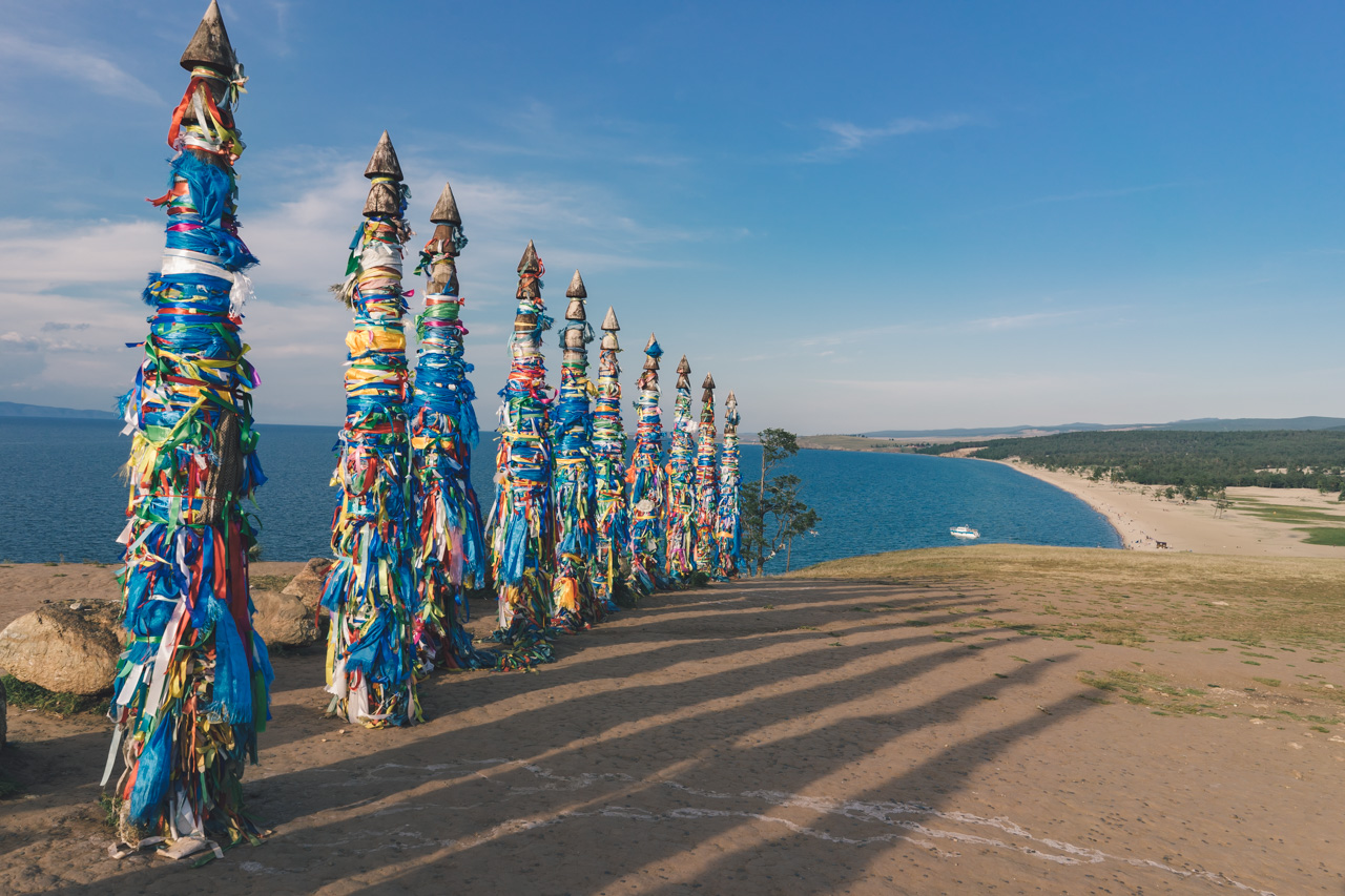 Shaman poles on Olkhon Island