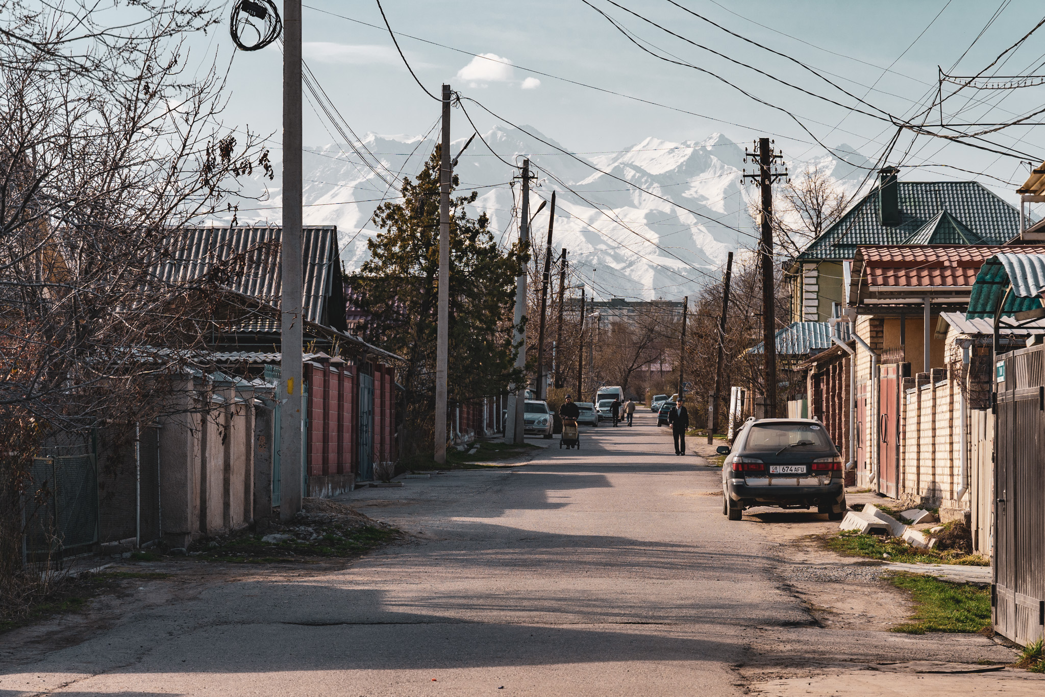 Relaxing residential streets in Bishkek