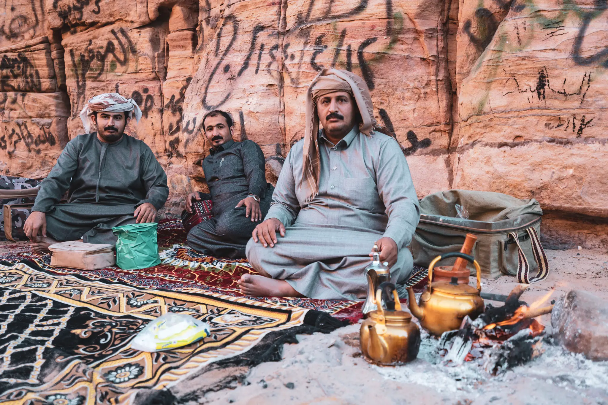 These friendly Saudis invited me to have a cup of chai with them during my visit